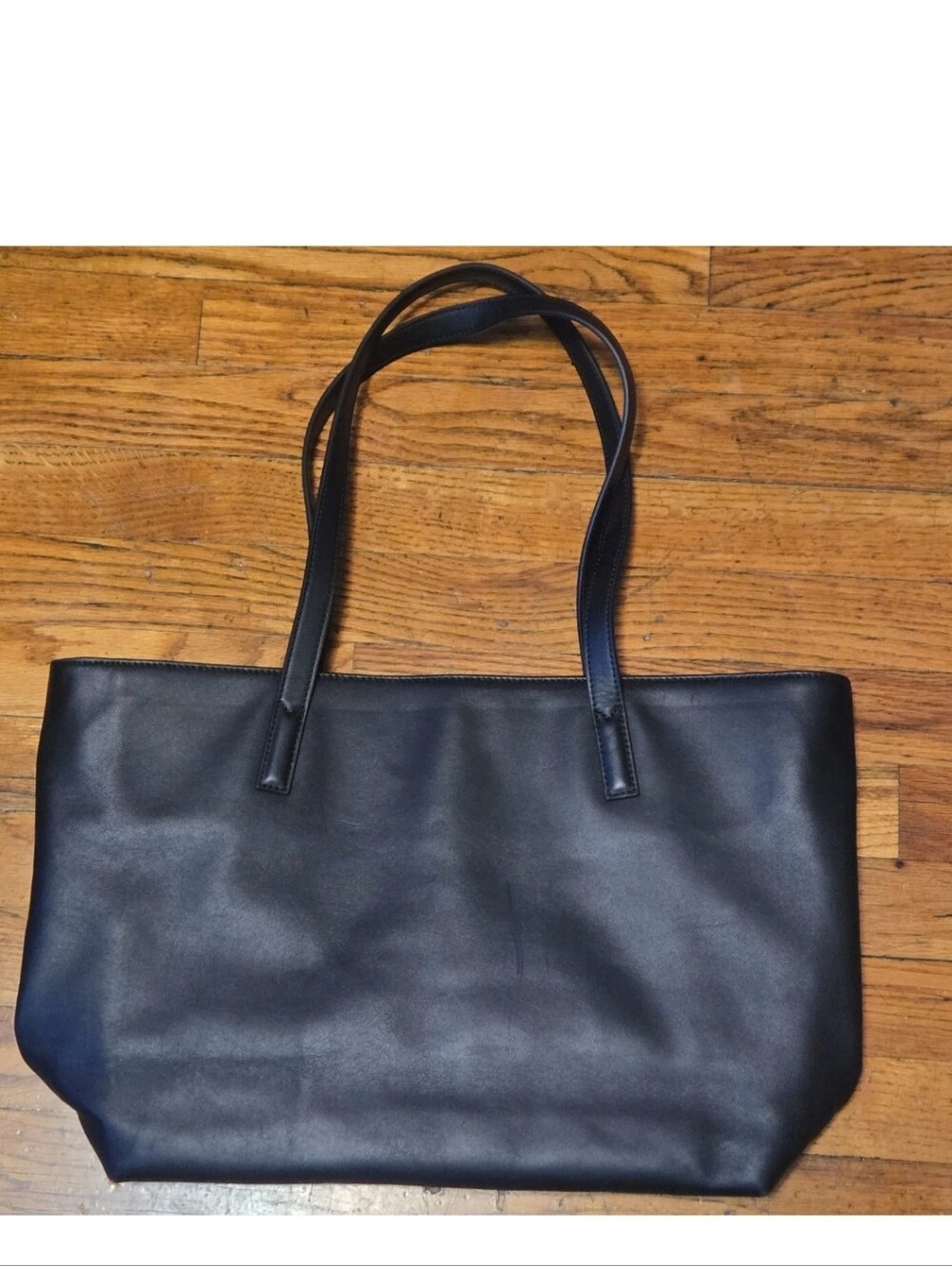 Quince Italian Leather Triple Compartment Tote Women OS Black Work Laptop Bag - Picture 3 of 4